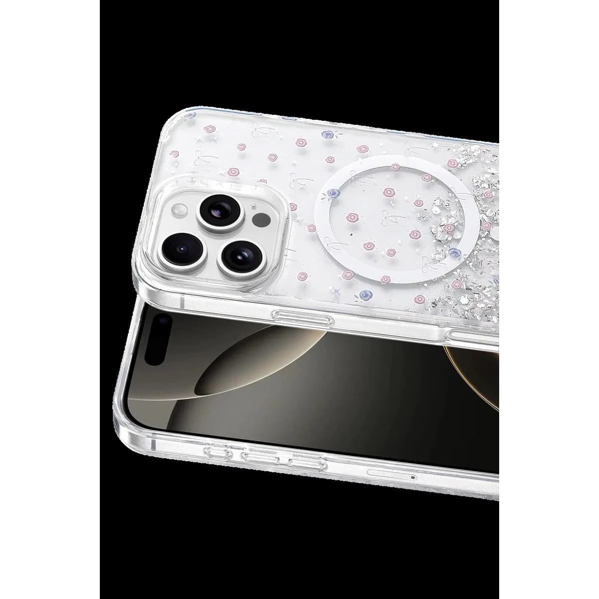 Onegif Apple İphone 16 Pro Max Misk Simli Magsafe Kapak - Desen 1