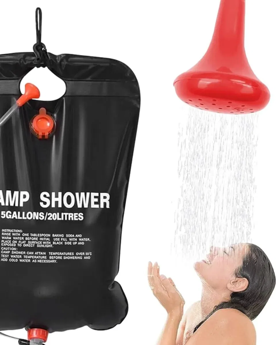 20 Litre Güneş Enerjili Kamp Duşu PVC Dayanıklı Taşınabilir Duş Torbası