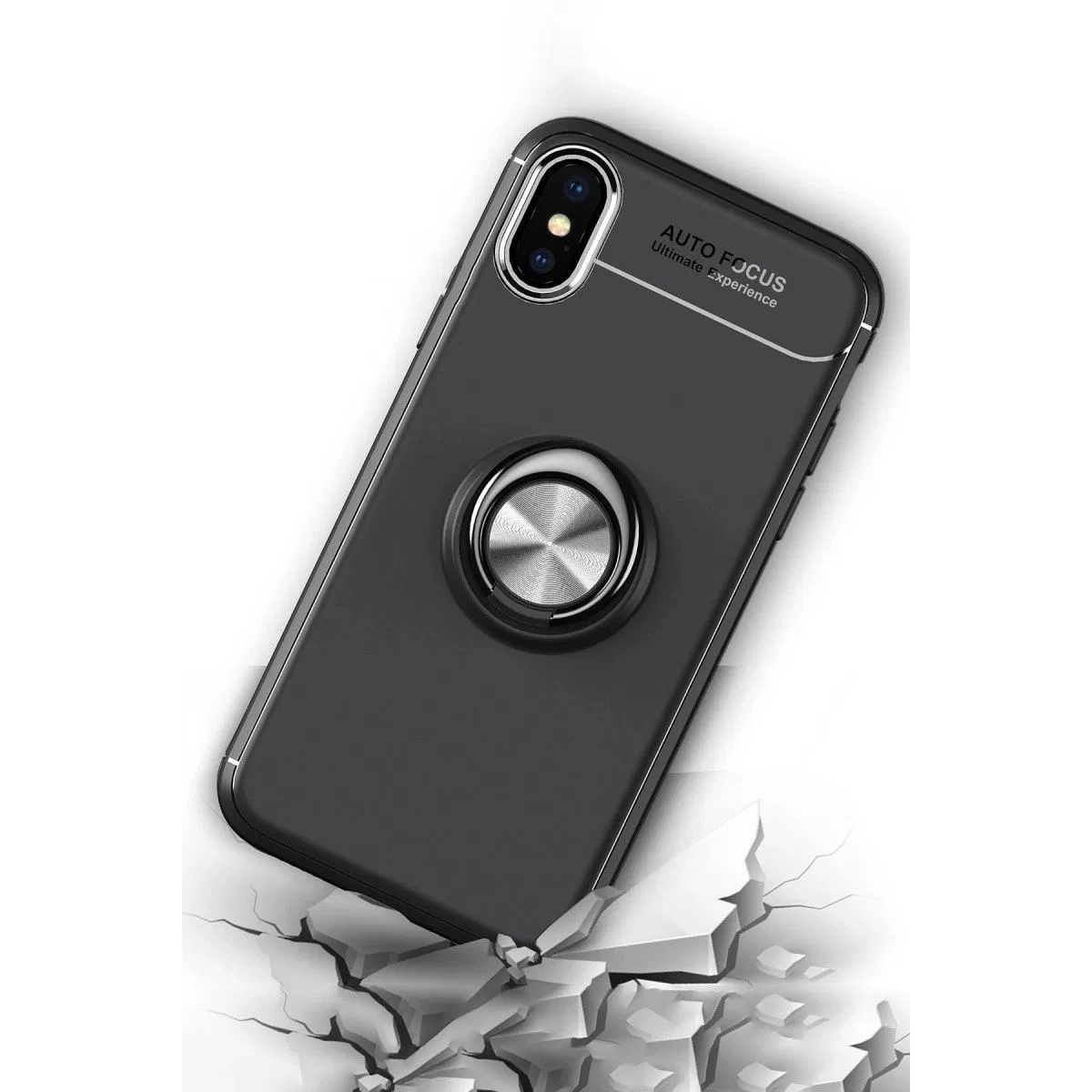 Apple İphone Xs Max Kılıf Range Yüzüklü Silikon - Siyah
