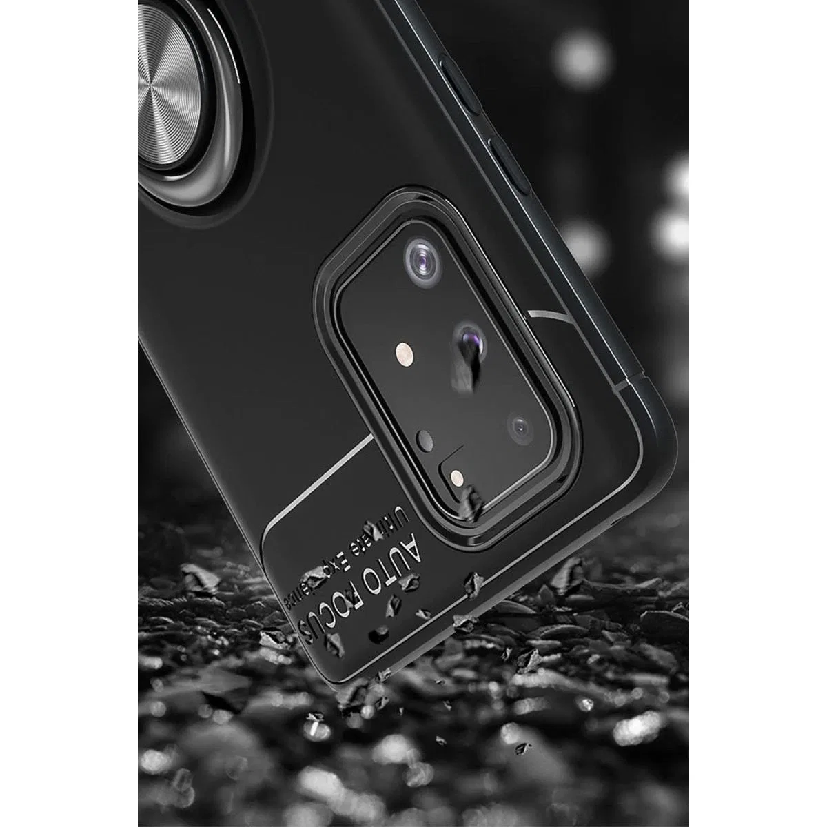 Samsung Galaxy A91 / S10 Lite Kılıf Range Yüzüklü Silikon - Siyah-kırmızı