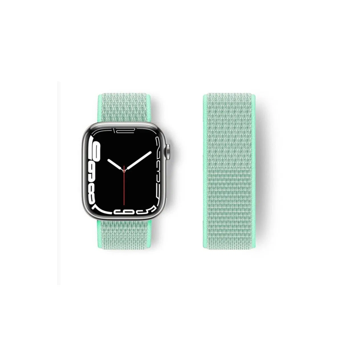 Apple Watch 42mm Hasırlı Cırtcırtlı Kordon - Turkuaz