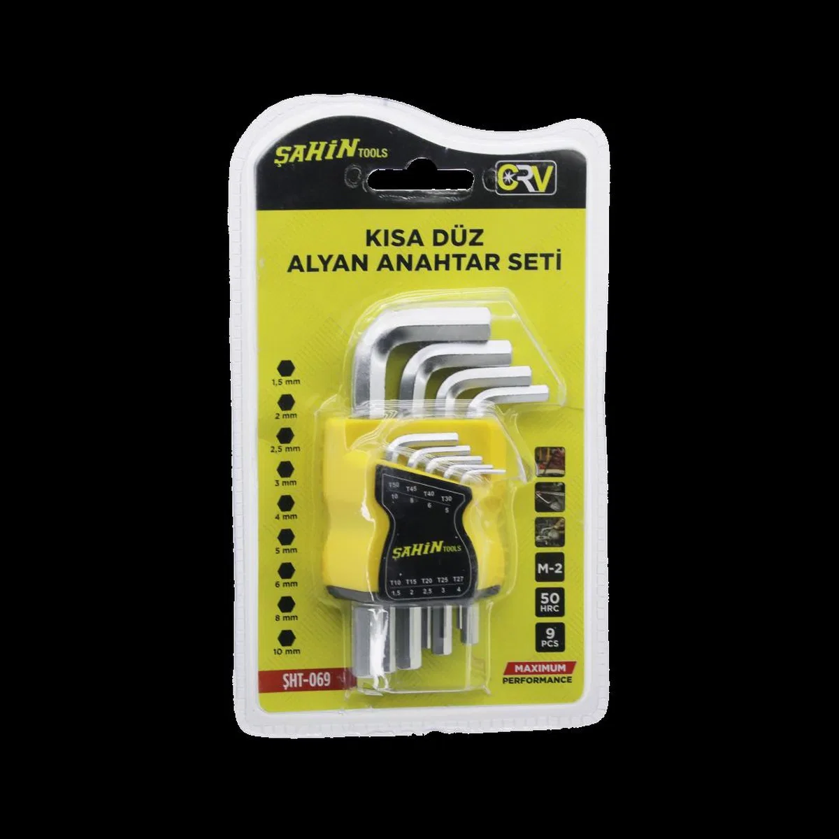 Alyan Anahtar Seti 9 Parça Kısa Düz (1. 5–10 mm)