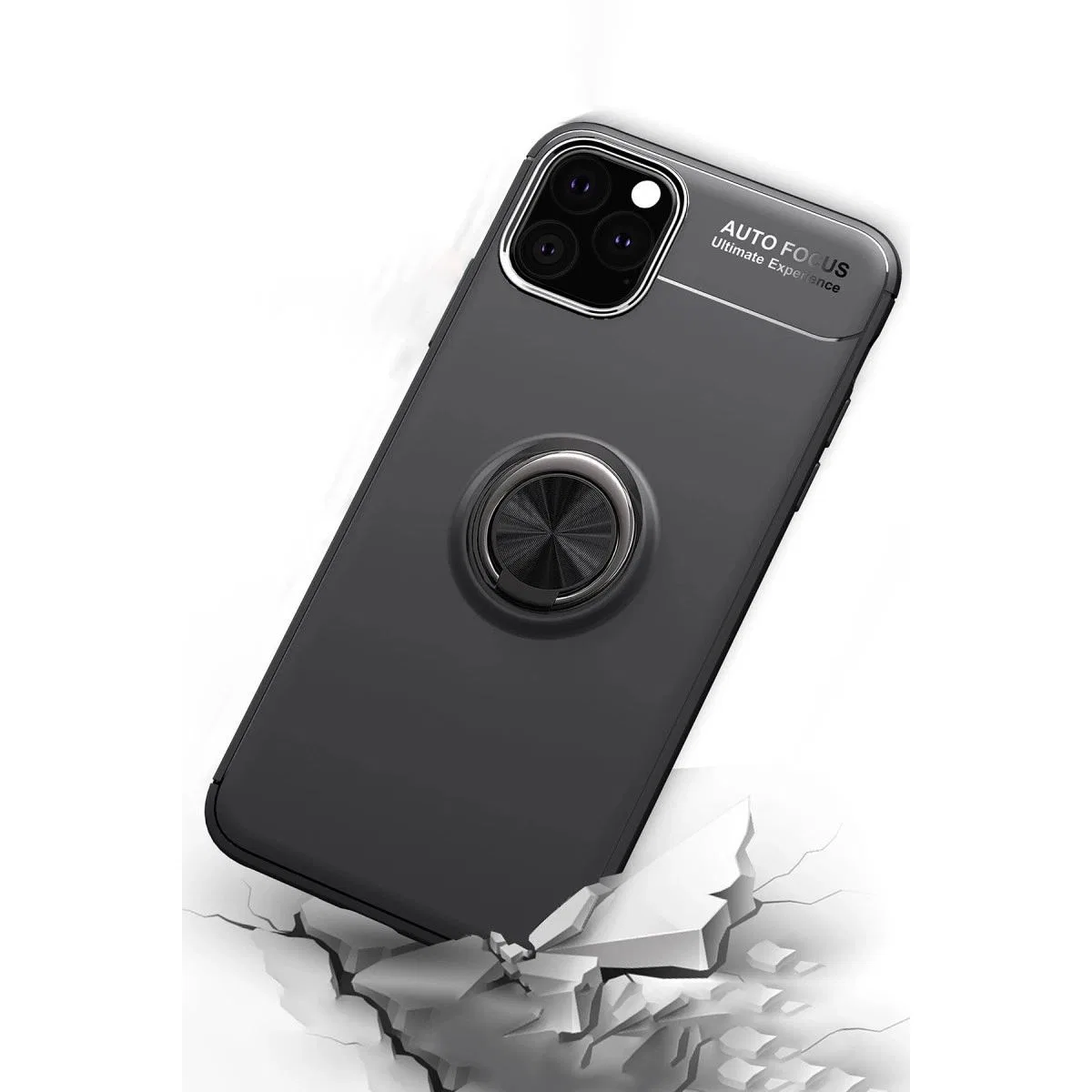 Apple İphone 11 Pro Max Kılıf Range Yüzüklü Silikon - Siyah-gold