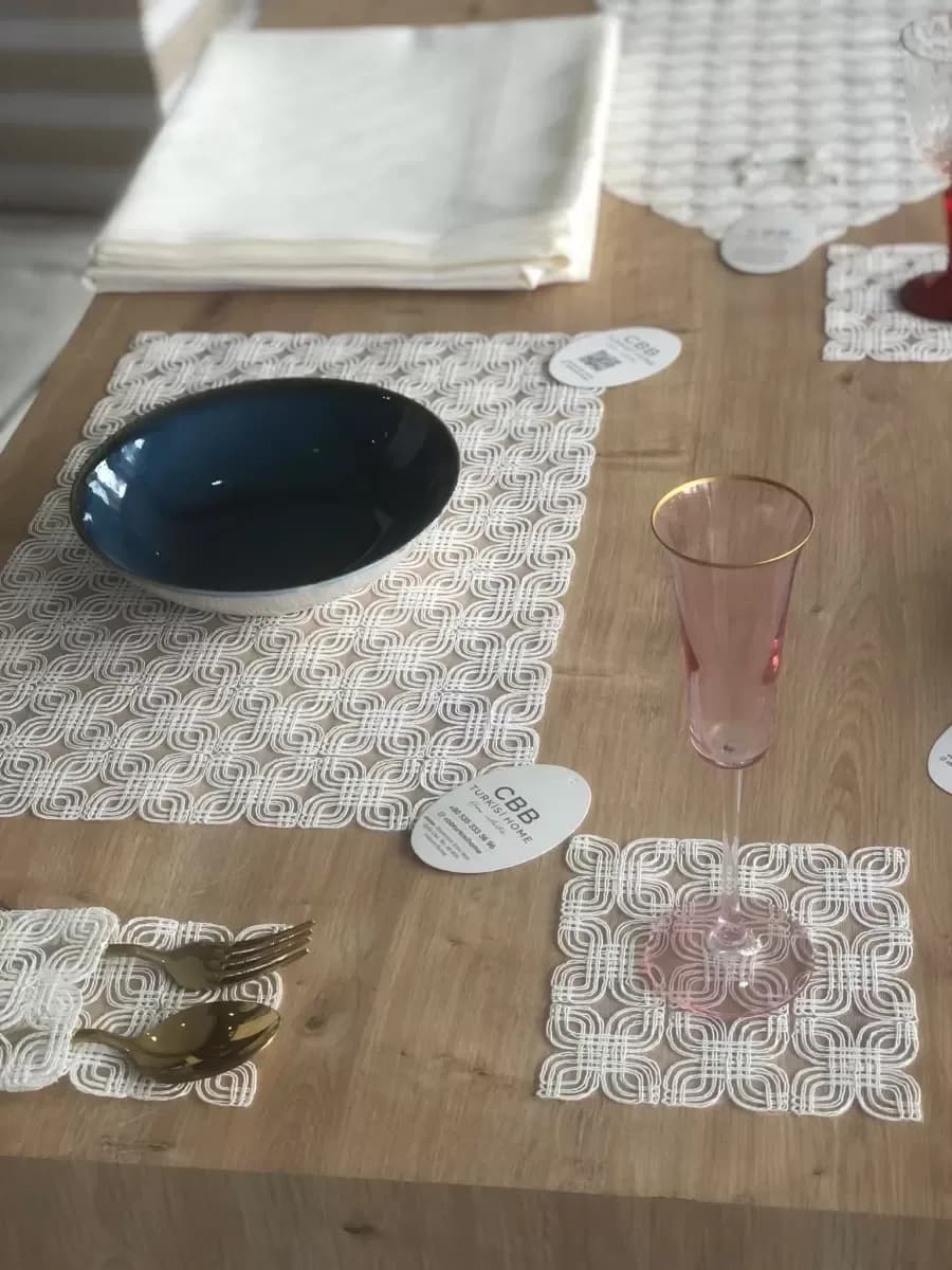 Sofra Takımı Orion Gardenya Keten Yemek Takımı 160x260 Masa Seti 26 Parça Runner Set Krem