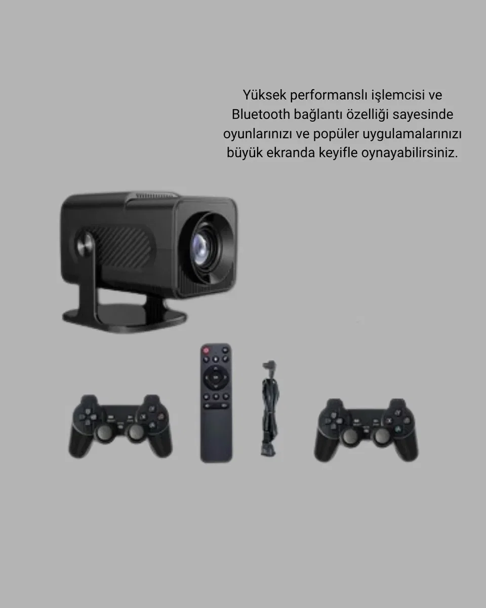 Android Projeksiyon Game Box – 1280x720p HD Çözünürlük, Bluetooth, HDMI ve USB Girişli