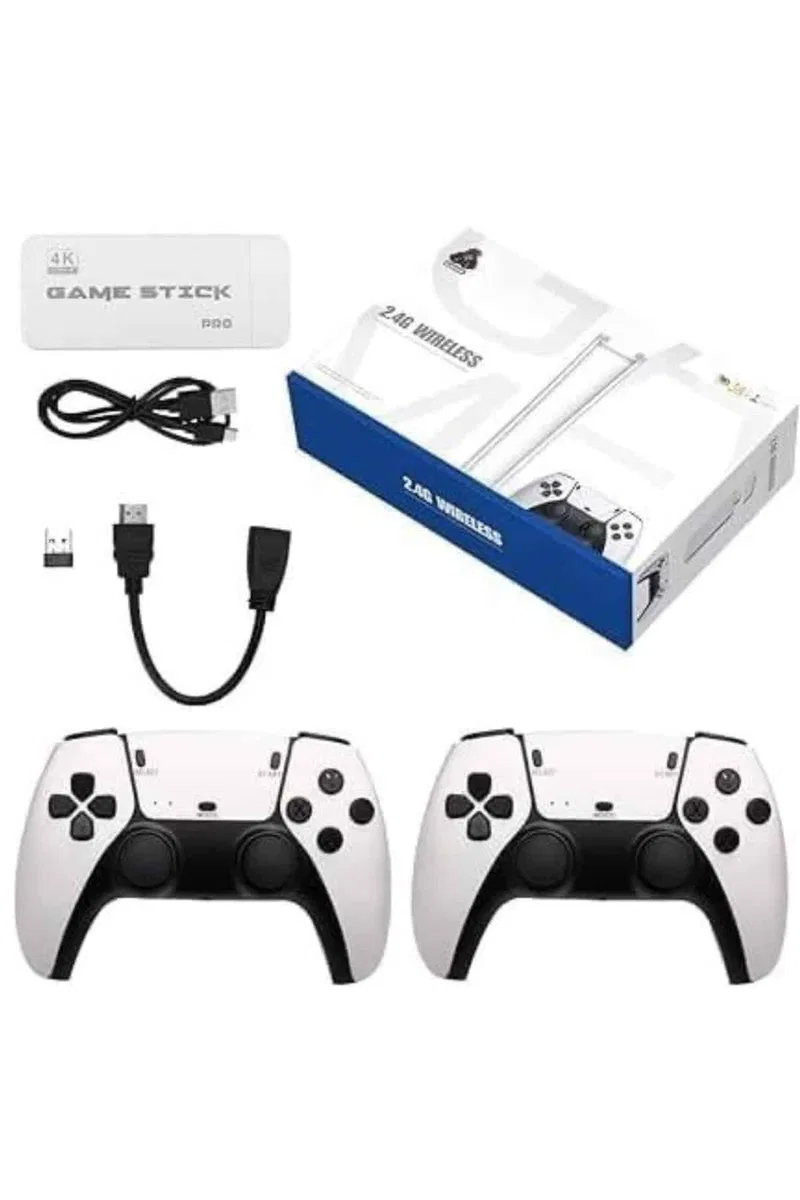 Çift Oyun Kollu 4K HD Ekran Nostaljik 20. 000 Oyunlu Beyaz Game Stick