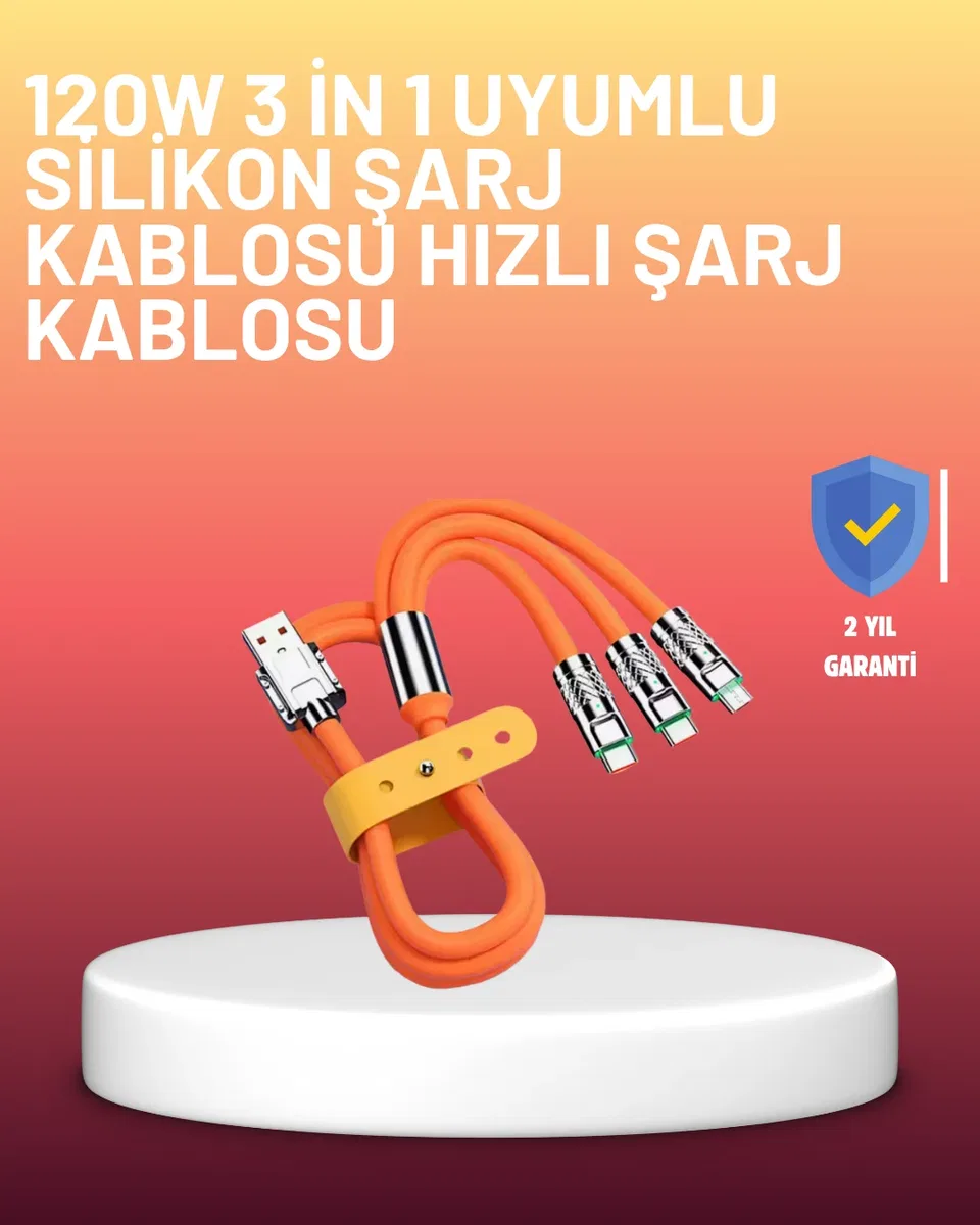 Çinko Alaşımlı Uçlu 120 W Şarj Kablosu – Dolaşmaya Dayanıklı 1, 2 m USB Kablo