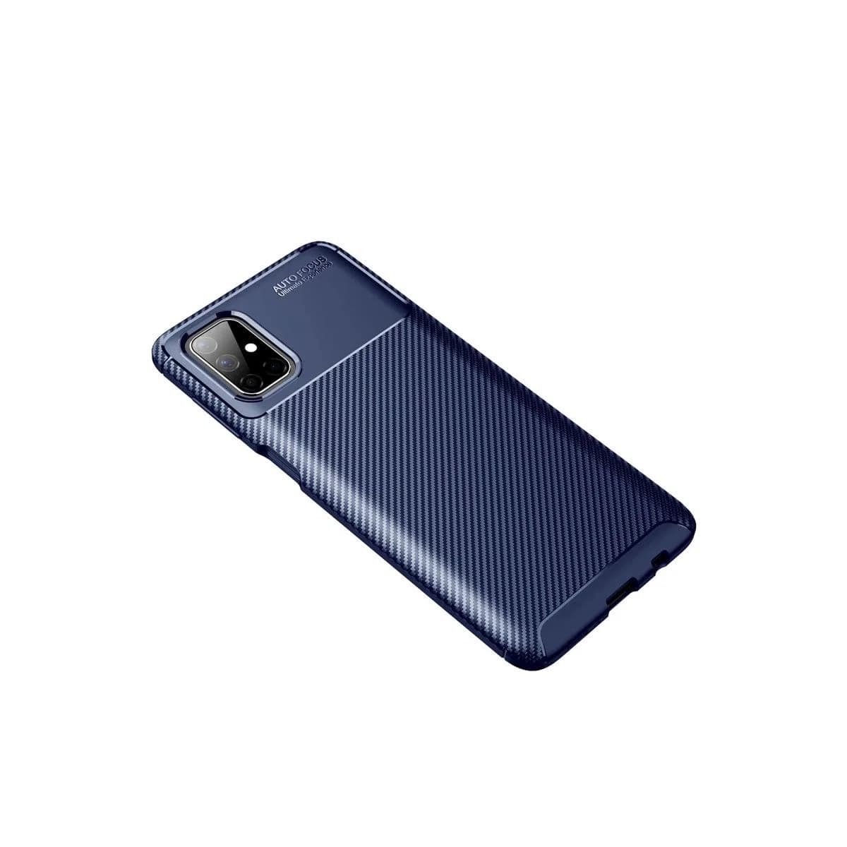 Samsung Galaxy M51 Kılıf Auto Focus Karbon Kapak - Lacivert