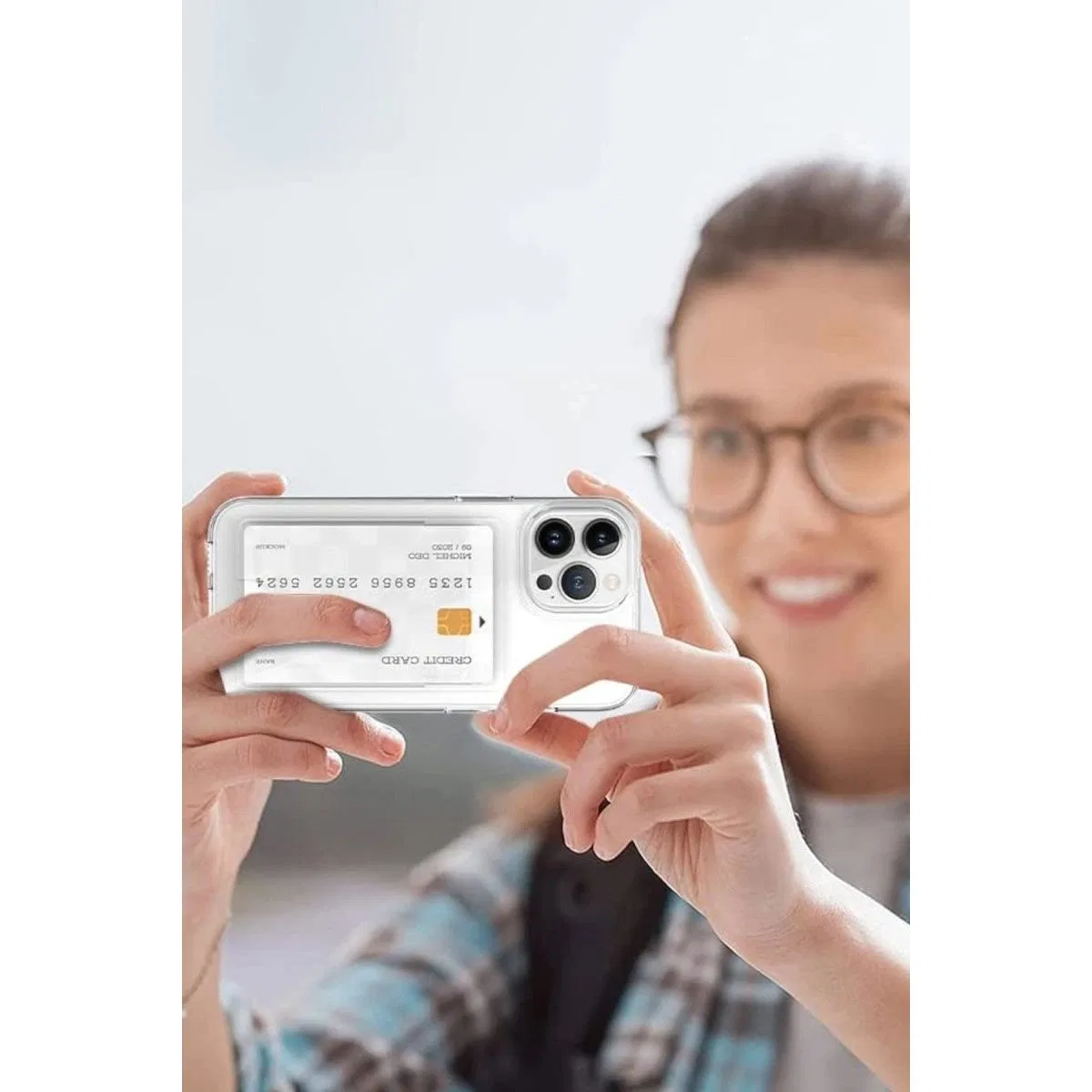 Apple İphone 14 Plus Kılıf Kart Şeffaf Silikon - Şeffaf