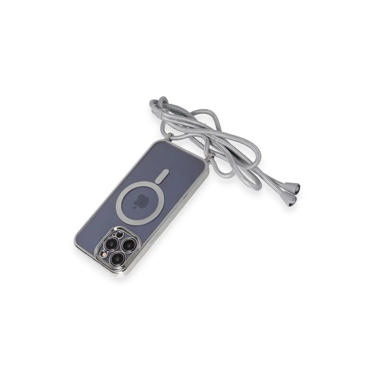 Apple İphone 14 Pro Kılıf Divo Lazer Askılı Magsafe Kapak - Gümüş