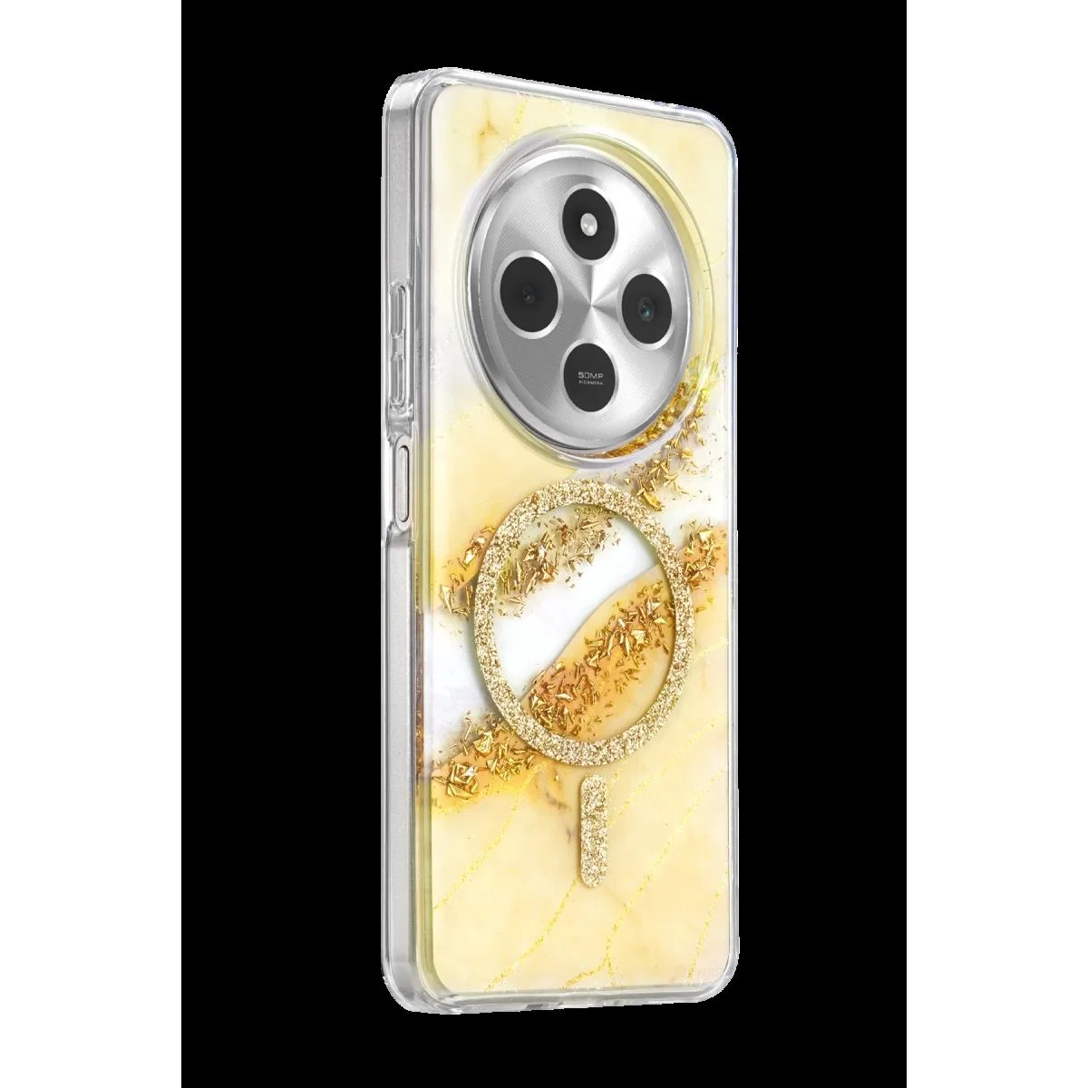 Onegif Xiaomi Redmi 14c Lotus Simli Magsafe Kapak - Gümüş