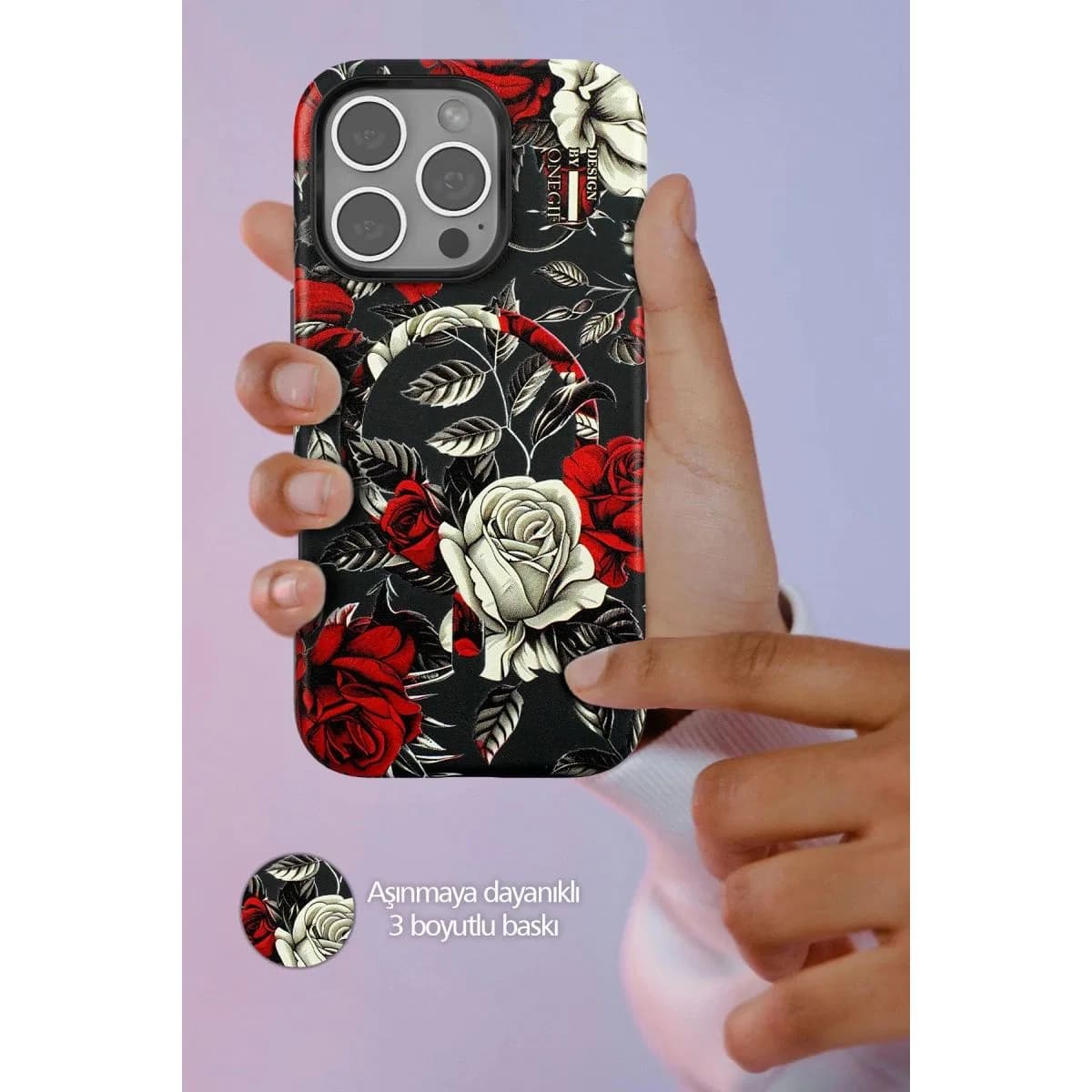 Onegif Apple İphone 16 Pro Max Flower Series Magsafe Kapak - Mavi