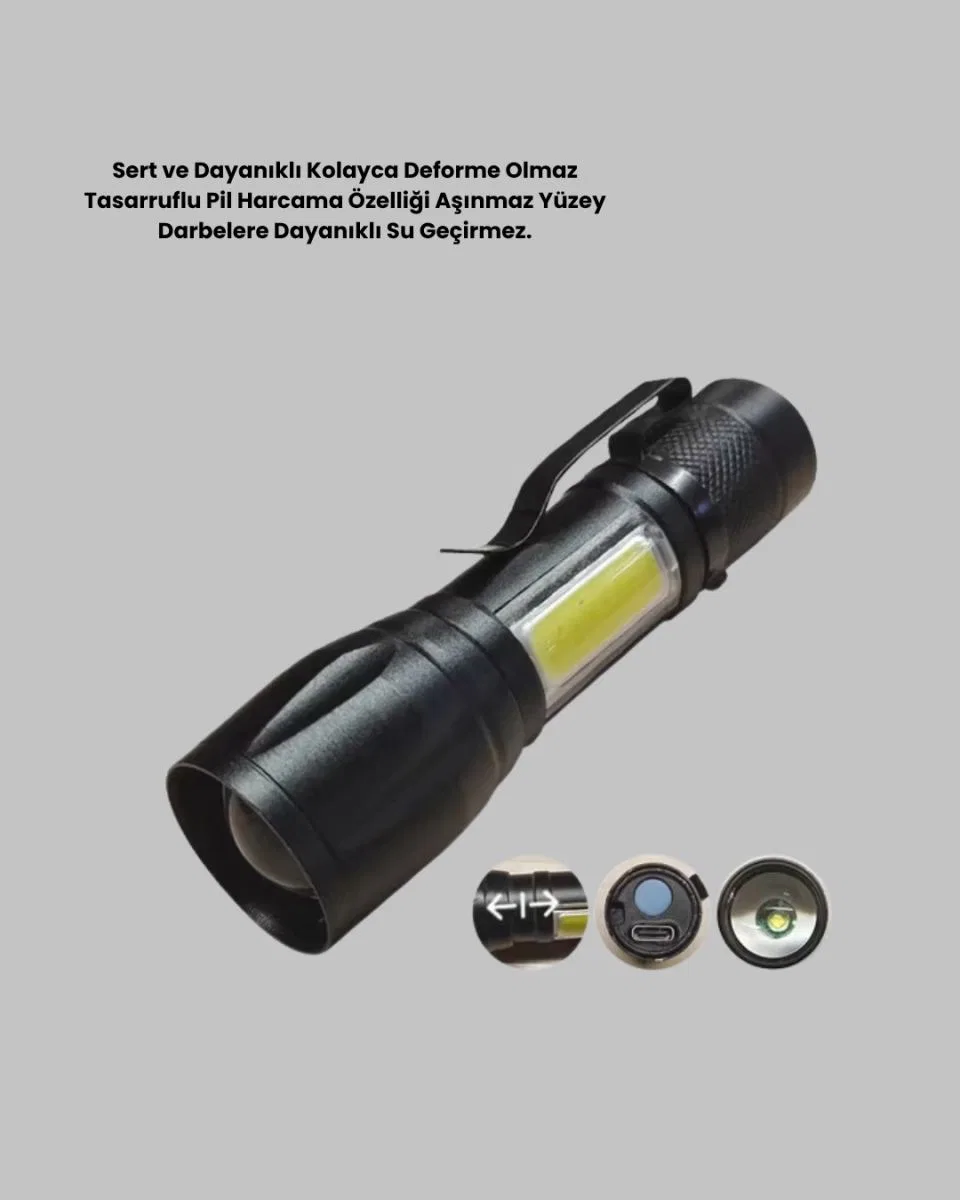 Ultra Dayanıklı 4 Mod Şarjlı Işıldak | Suya Ve Darbeye Dayanıklı | 100. 000 Saat Led Ömrü