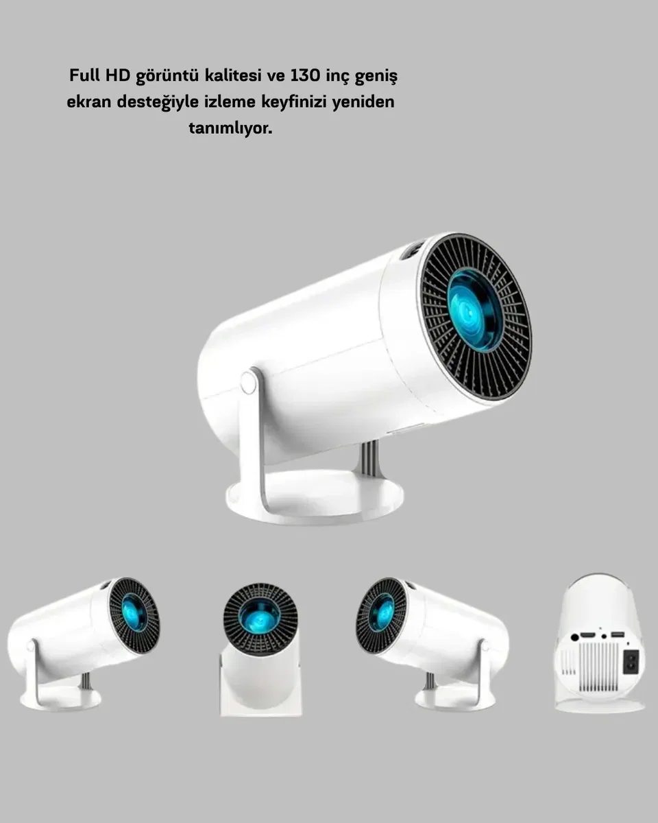 Full HD 4K Uyumlu Projeksiyon Cihazı 130 İnç Geniş Ekran Destekli