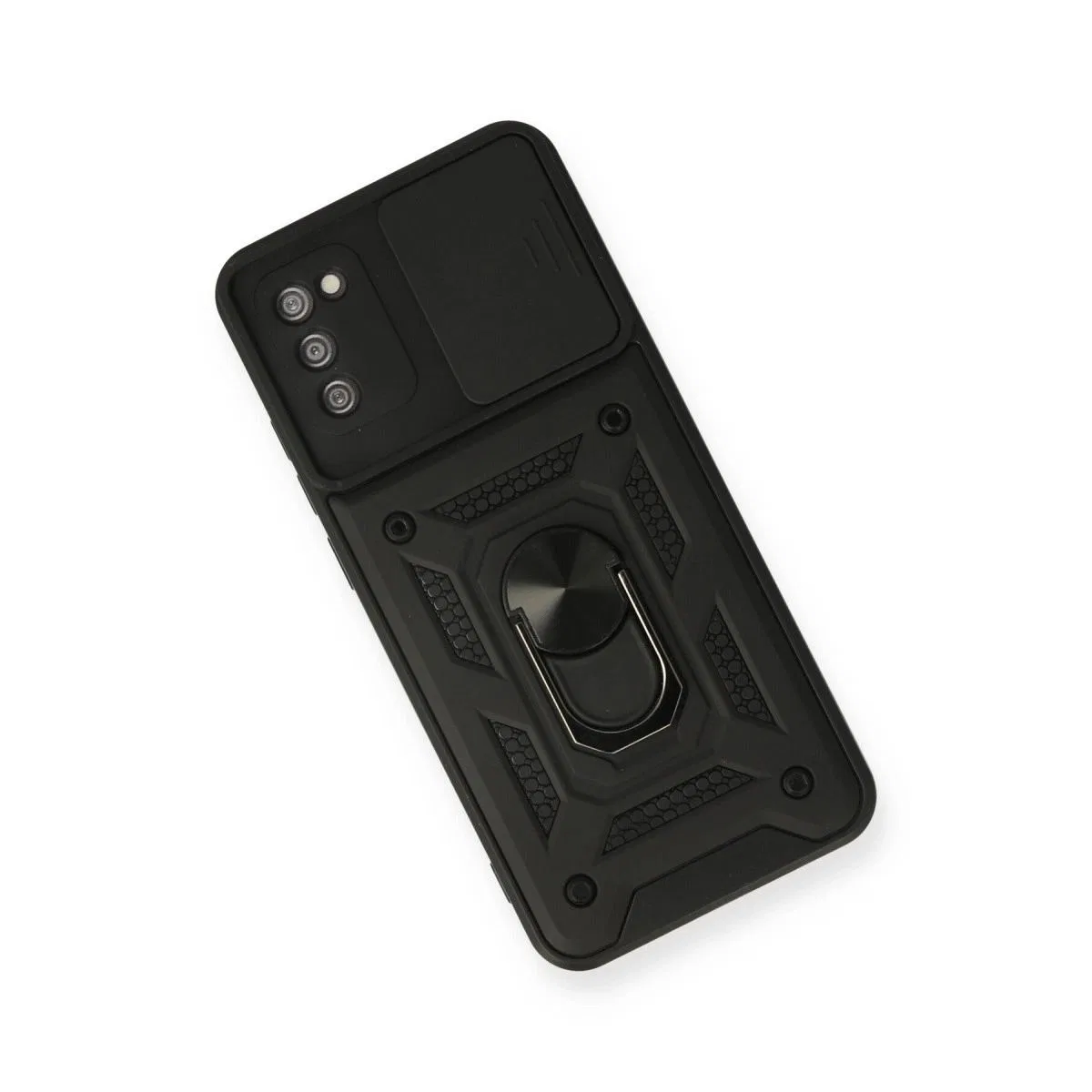 Samsung Galaxy A03s Kılıf Pars Lens Yüzüklü Silikon - Siyah