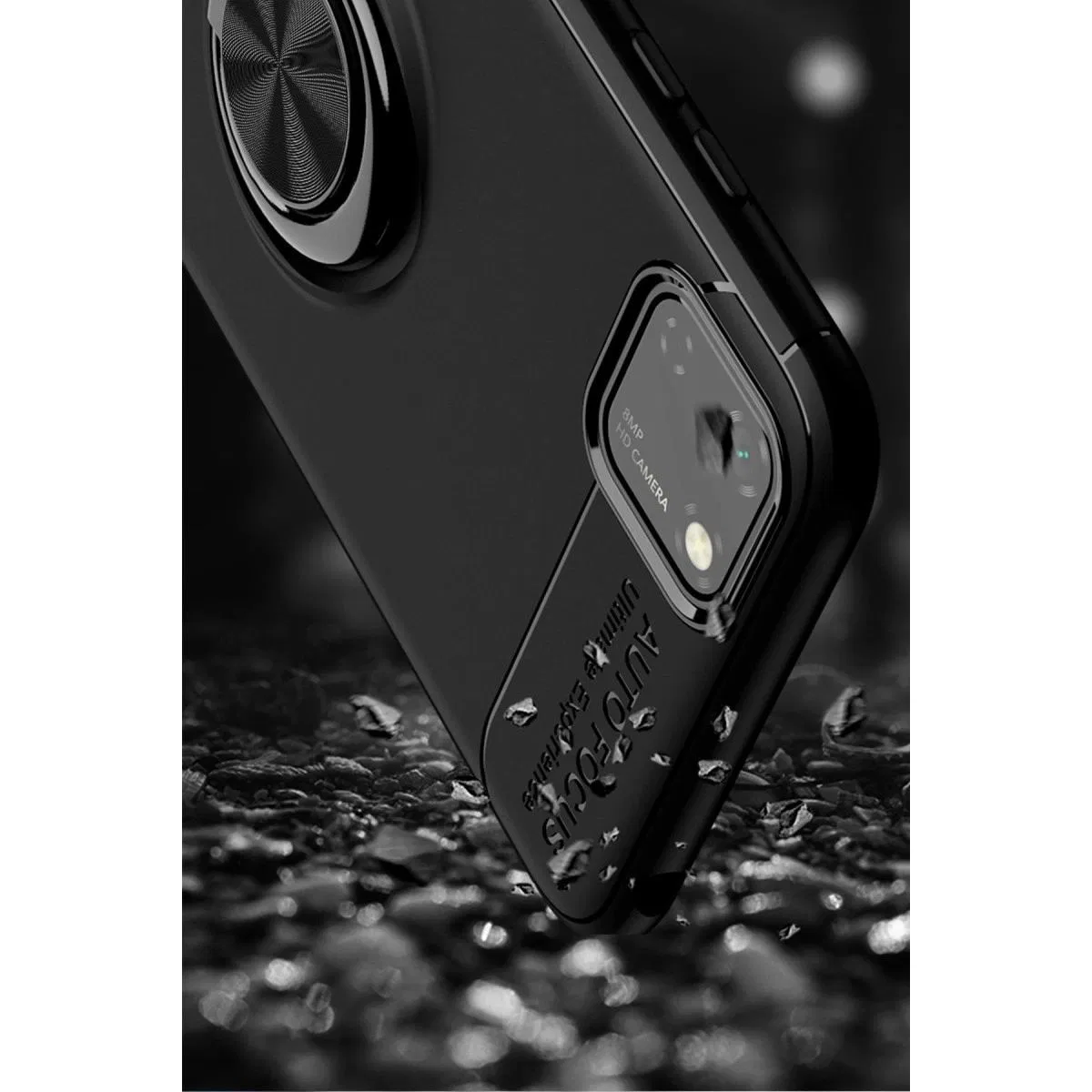Huawei Y5p Kılıf Range Yüzüklü Silikon - Siyah-kırmızı