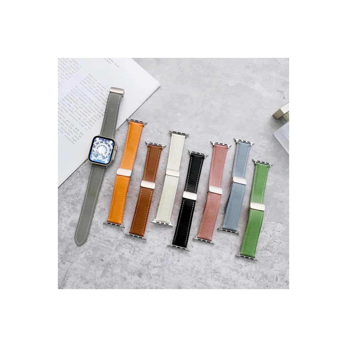 Apple Watch 38mm Kr414 Daks Deri Kordon (saat Değildir) - Pembe
