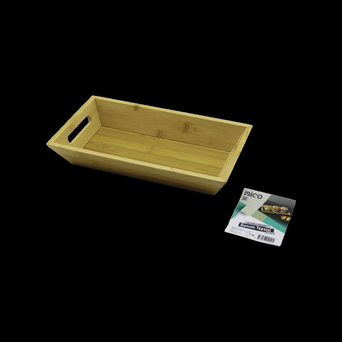 Bambu Dikdörtgen Sunum Tepsisi 16x30x4. 5 cm (Çift Kulplu)