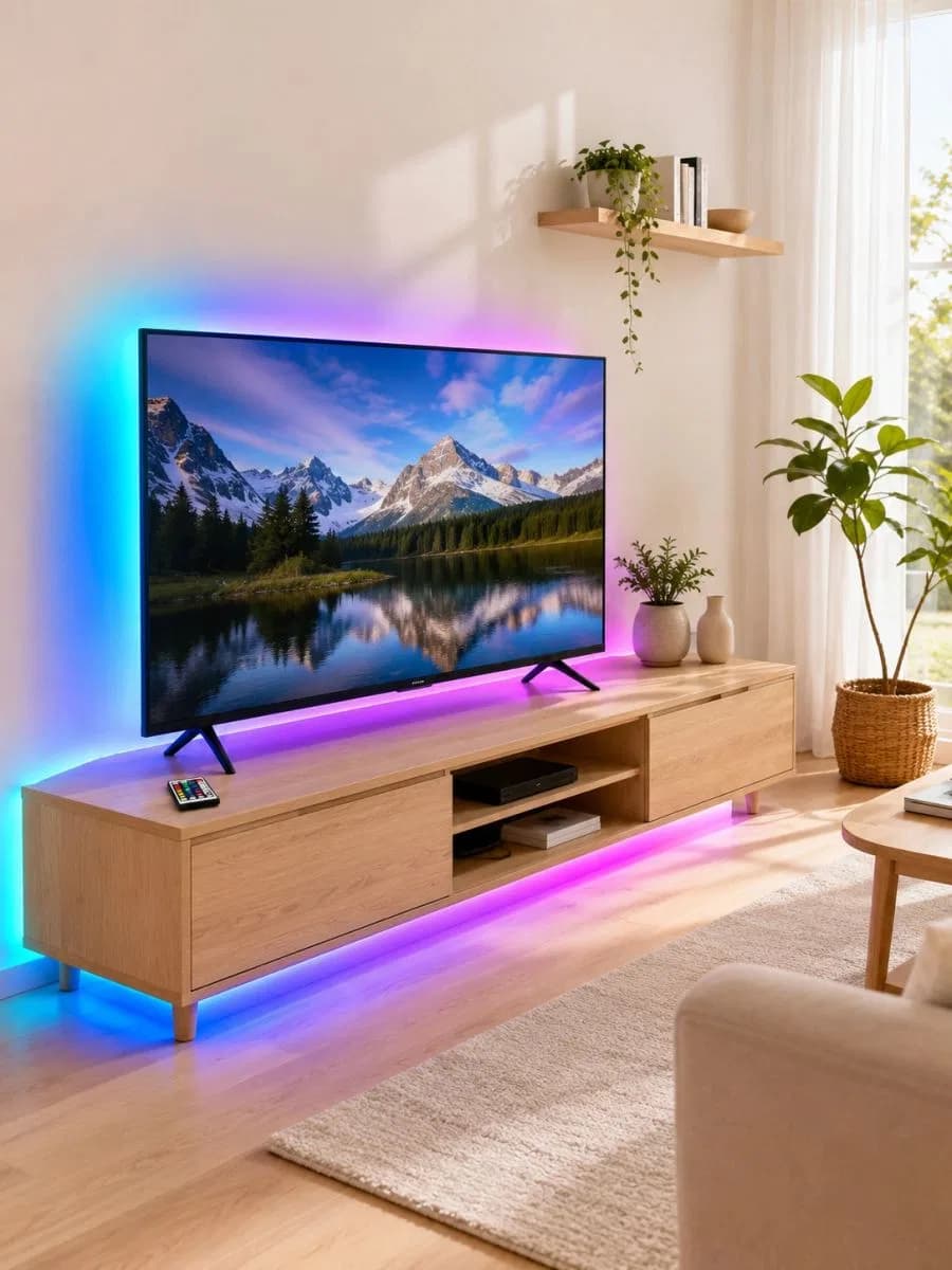 2835 Rgb Şerit Led 5 Metre 54 Led/m Uzaktan Kumandalı Renkli Dekorasyon Işığı