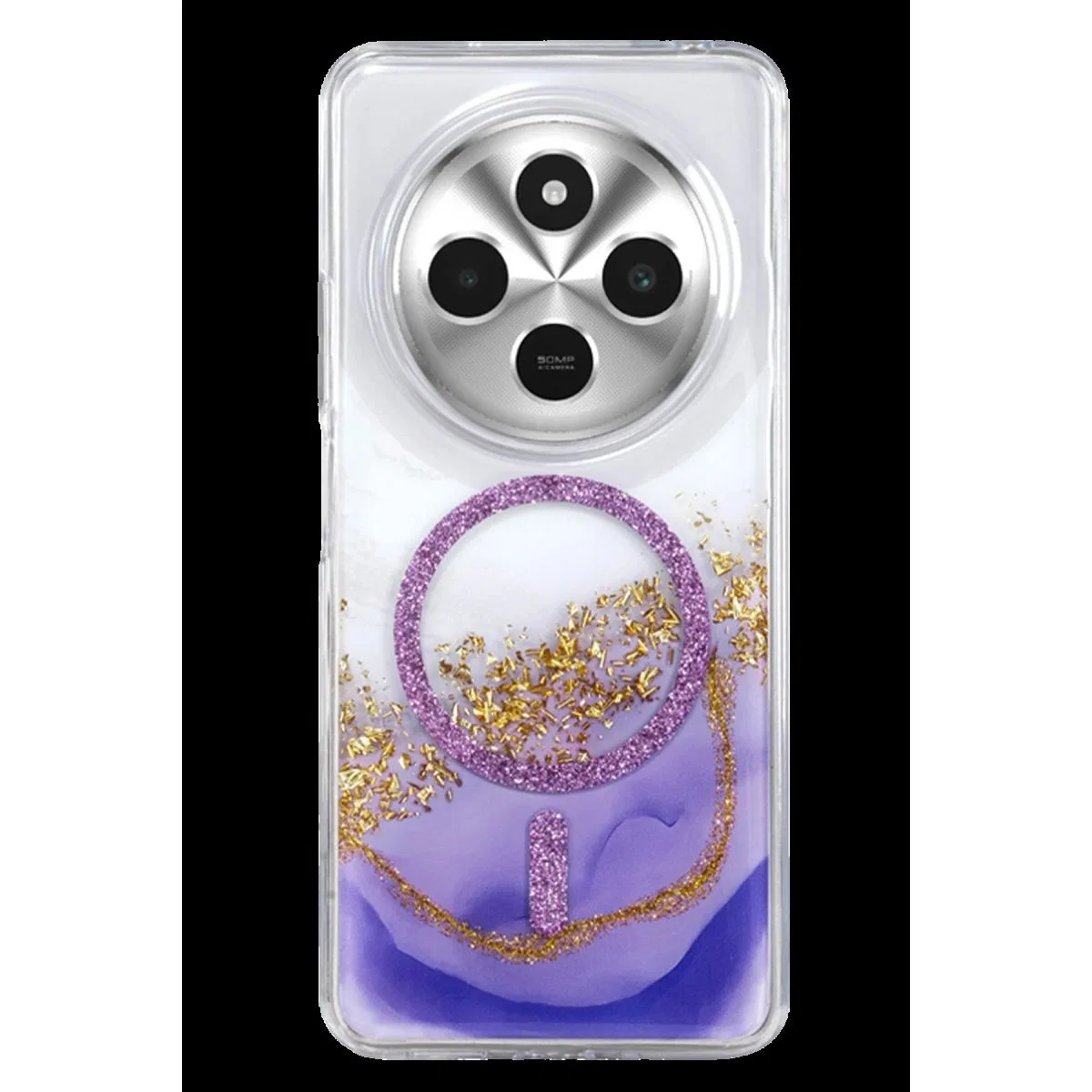 Onegif Xiaomi Redmi 14c Lotus Simli Magsafe Kapak - Mor