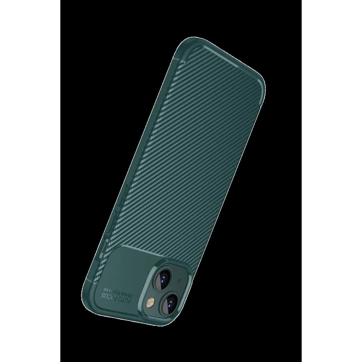 Apple İphone 15 Kılıf Auto Focus Karbon Kapak - Yeşil
