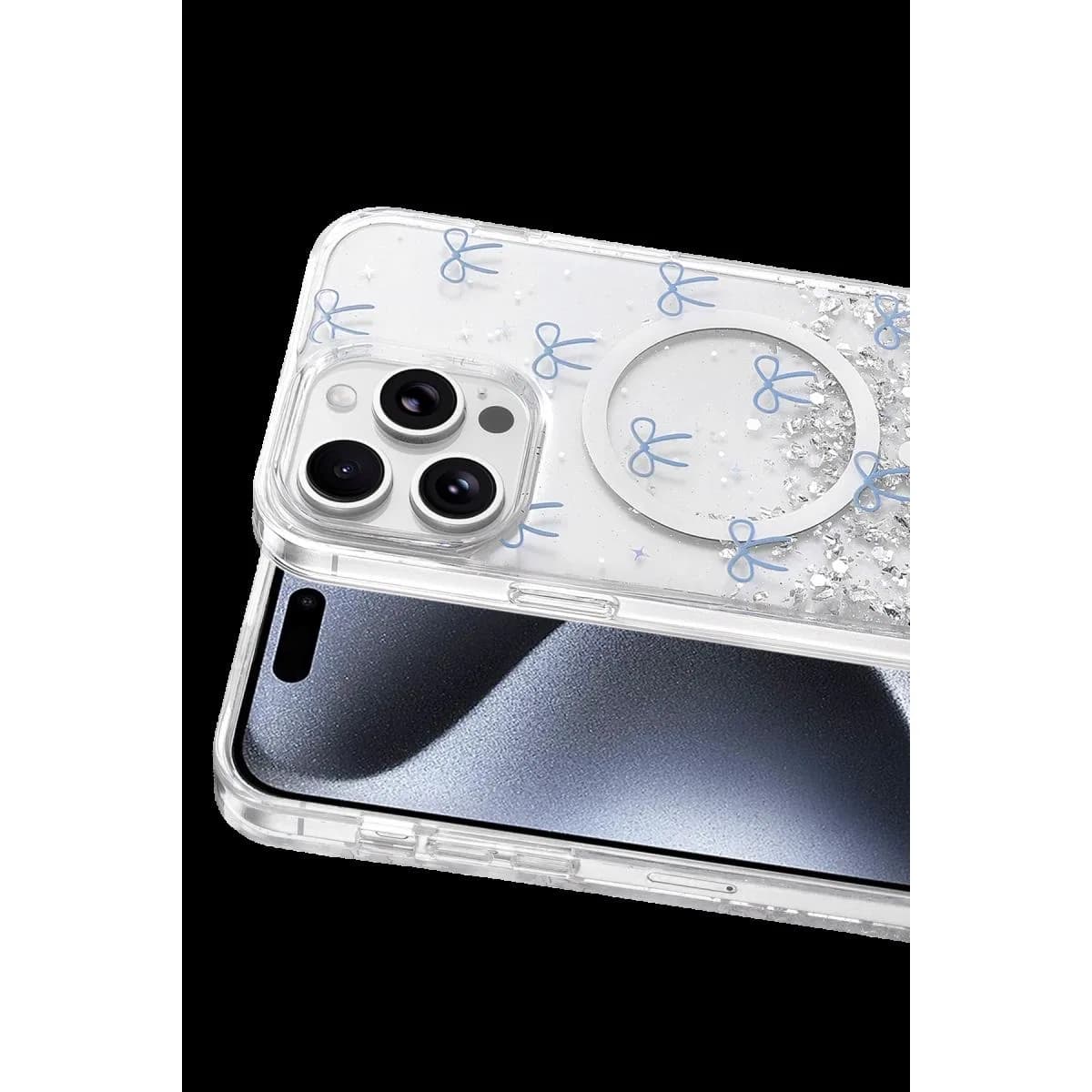 Onegif Apple İphone 15 Pro Max Misk Simli Magsafe Kapak - Desen 3