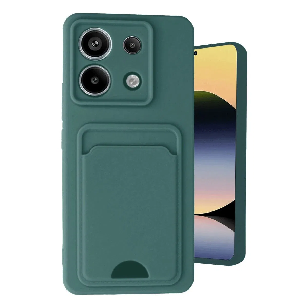 Xiaomi Redmi Note 13 Pro 5g Kılıf Kelvin Kartvizitli Silikon - Koyu Yeşil