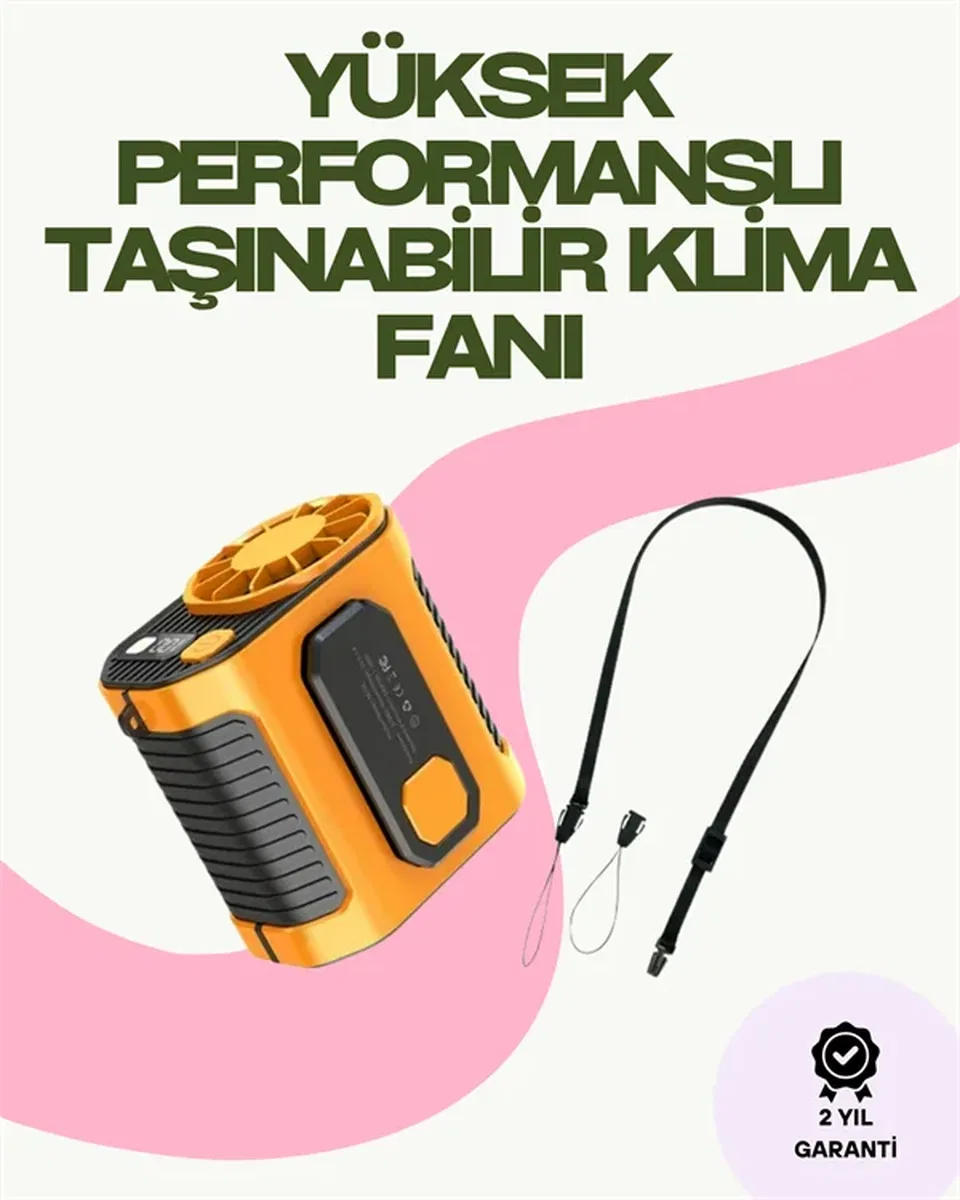 Dijital Göstergeli Turbo Taşınabilir Fan – USB Type-C, 3 Serinlik Modu