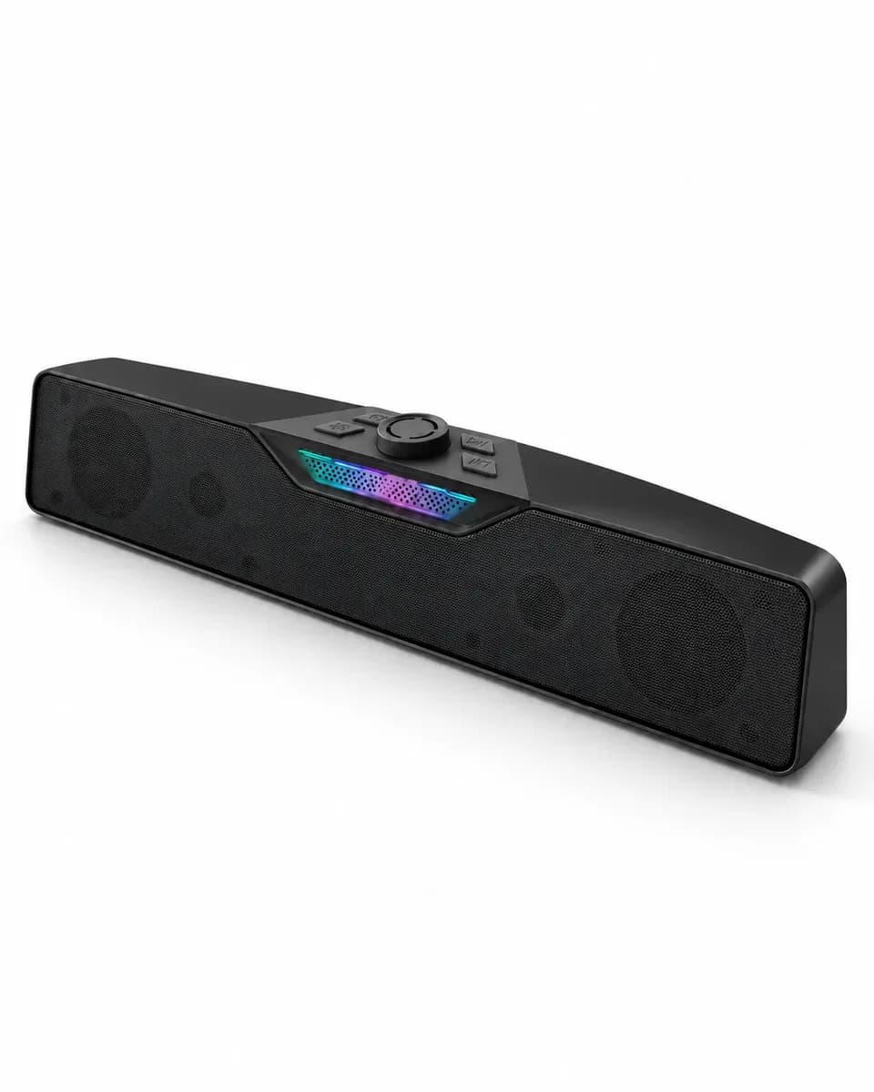 Döner Kontrol Düğmeli RGB Işıklı Bluetooth 5. 4 Hoparlör Type C Şarj Girişli Siyah