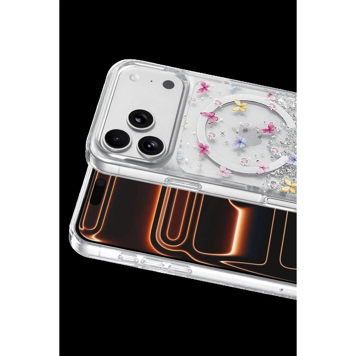 Onegif Apple İphone 17 Pro Max Misk Simli Magsafe Kapak - Desen 4