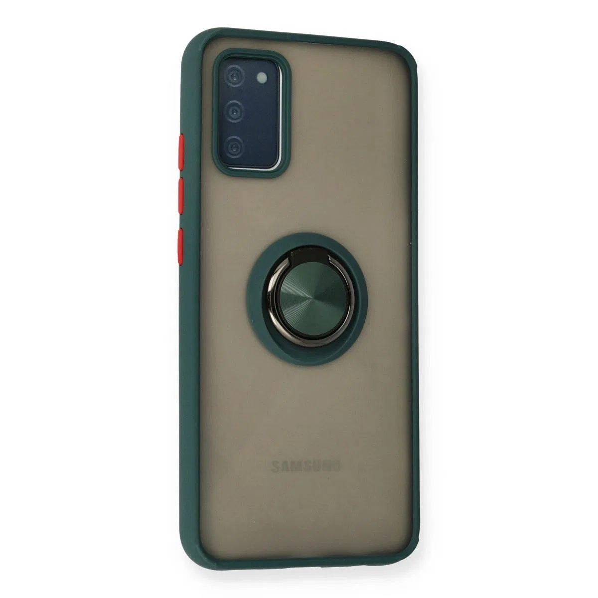 Samsung Galaxy A02s Kılıf Montreal Yüzüklü Silikon Kapak - Yeşil