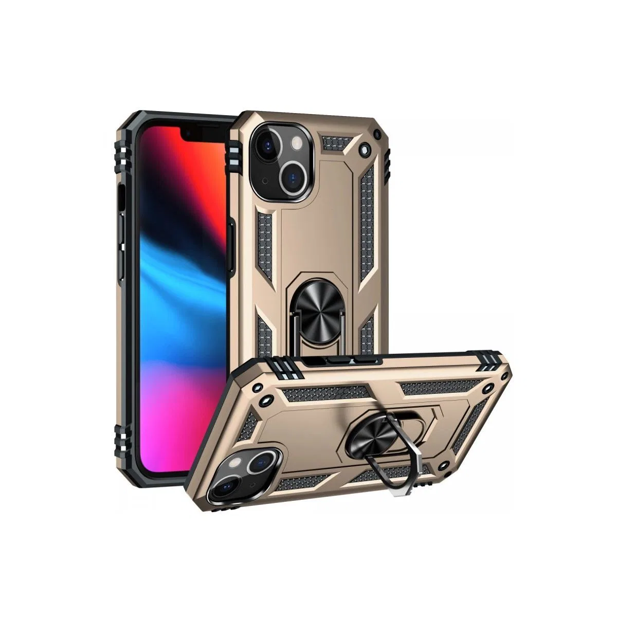 Apple İphone 14 Kılıf Sofya Yüzüklü Silikon Kapak - Gold