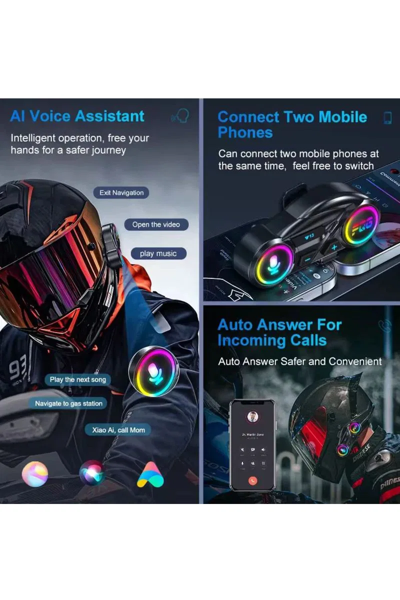 Y13 Motor Kask Kulaklık Rgb Modlu Radyolu Motosiklet Kulaklık 5. 3 Bluetooth Intercom
