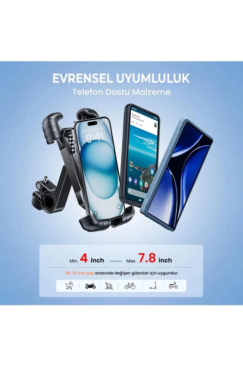 Gidon Bağlantılı Bisiklet Motosiklet İçin Esnek Abs 4-7. 8″ İnç Telefon Tutucu 360° Dönebilen Tasarım