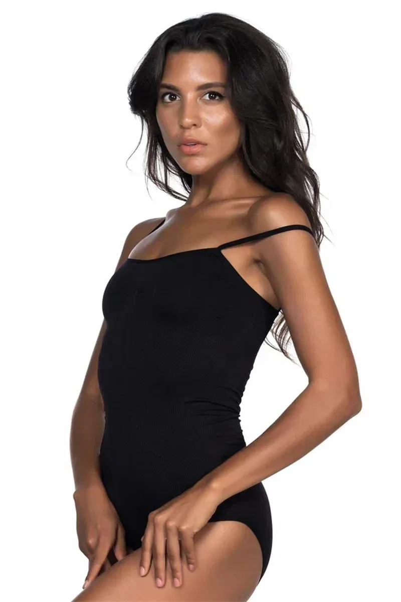 Siyah MI 1923 Soft İp Askılı Çıtçıtlı Body