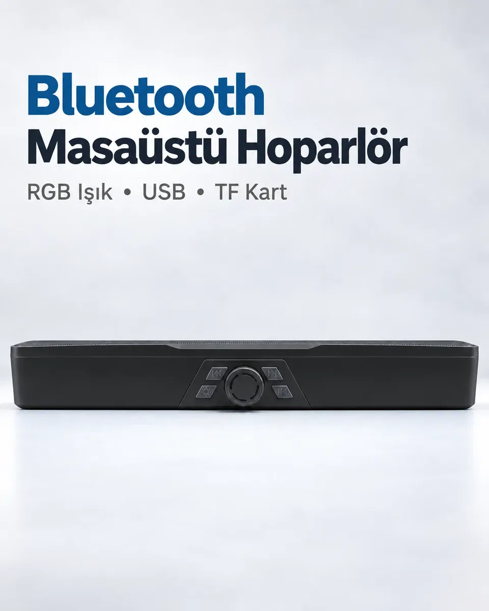 Döner Kontrol Düğmeli RGB Işıklı Bluetooth 5. 4 Hoparlör Type C Şarj Girişli Siyah