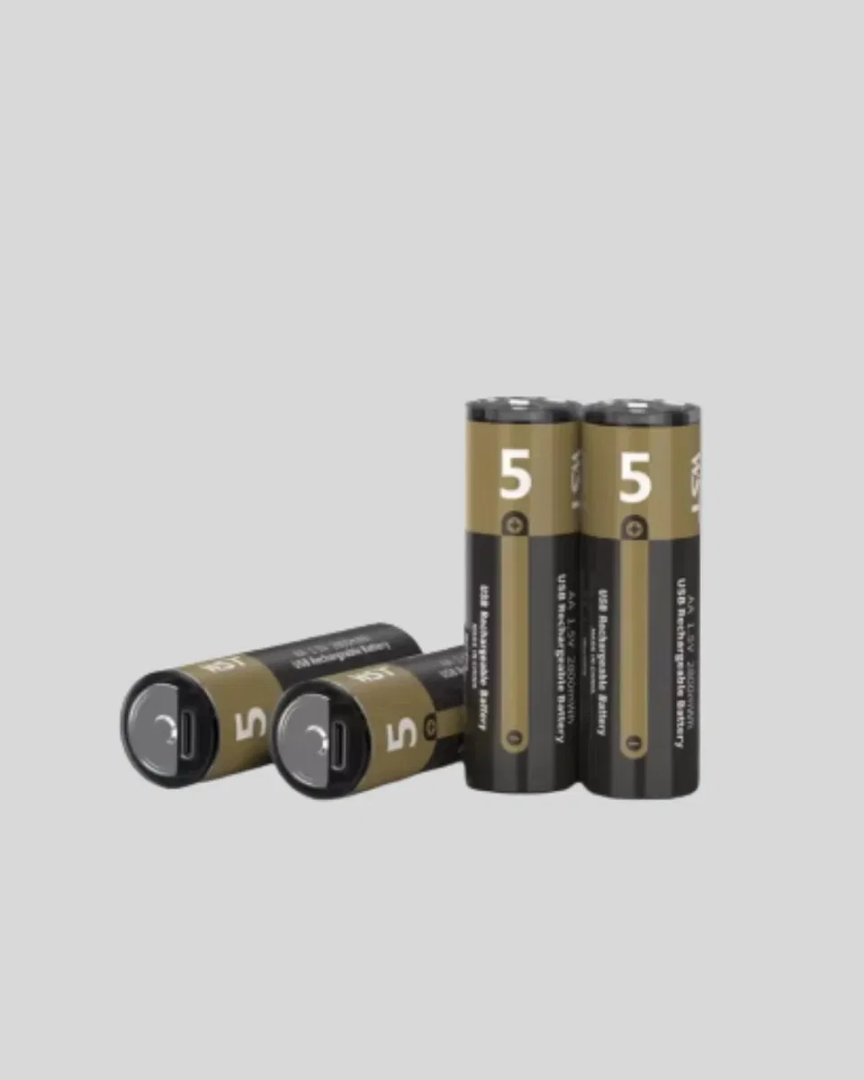USB Type-C Girişli Şarjlı AA Lityum Pil | 1. 5V Sabit Çıkış | 3200mWh (2'li Paket)