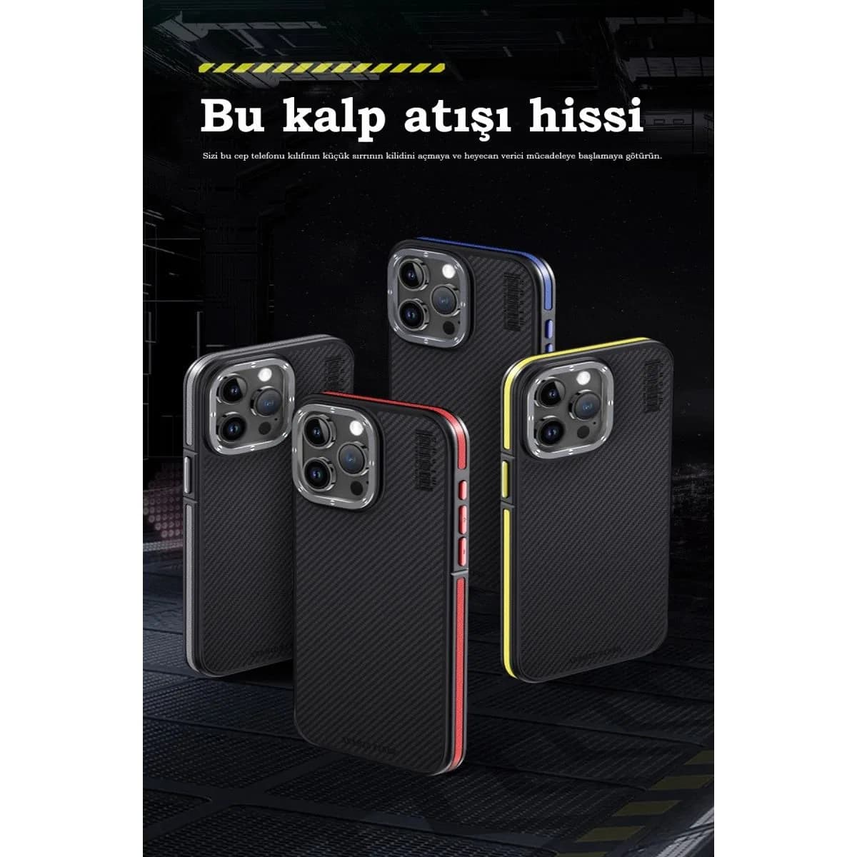 Joko Apple İphone 15 Pro Max Kılıf Aramid 600d Kevlar Karbon Fiber Magsafe Kapak - Gri
