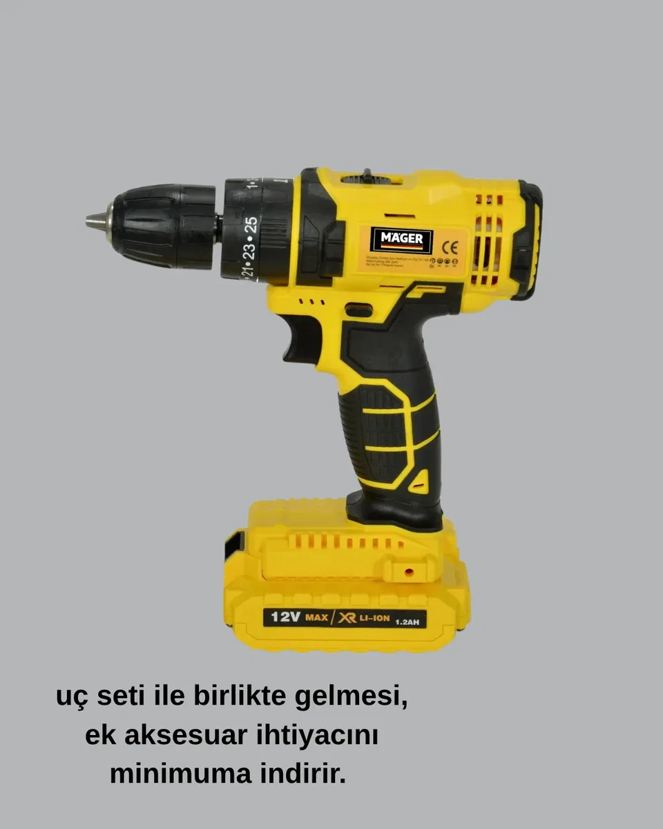 Ergonomik Tasarımlı 12V Matkap | 2 Vitesli, LED Aydınlatmalı ve Dayanıklı