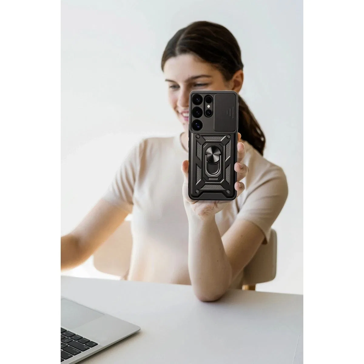 Samsung Galaxy S25 Ultra Kılıf Pars Lens Yüzüklü Silikon - Yeşil