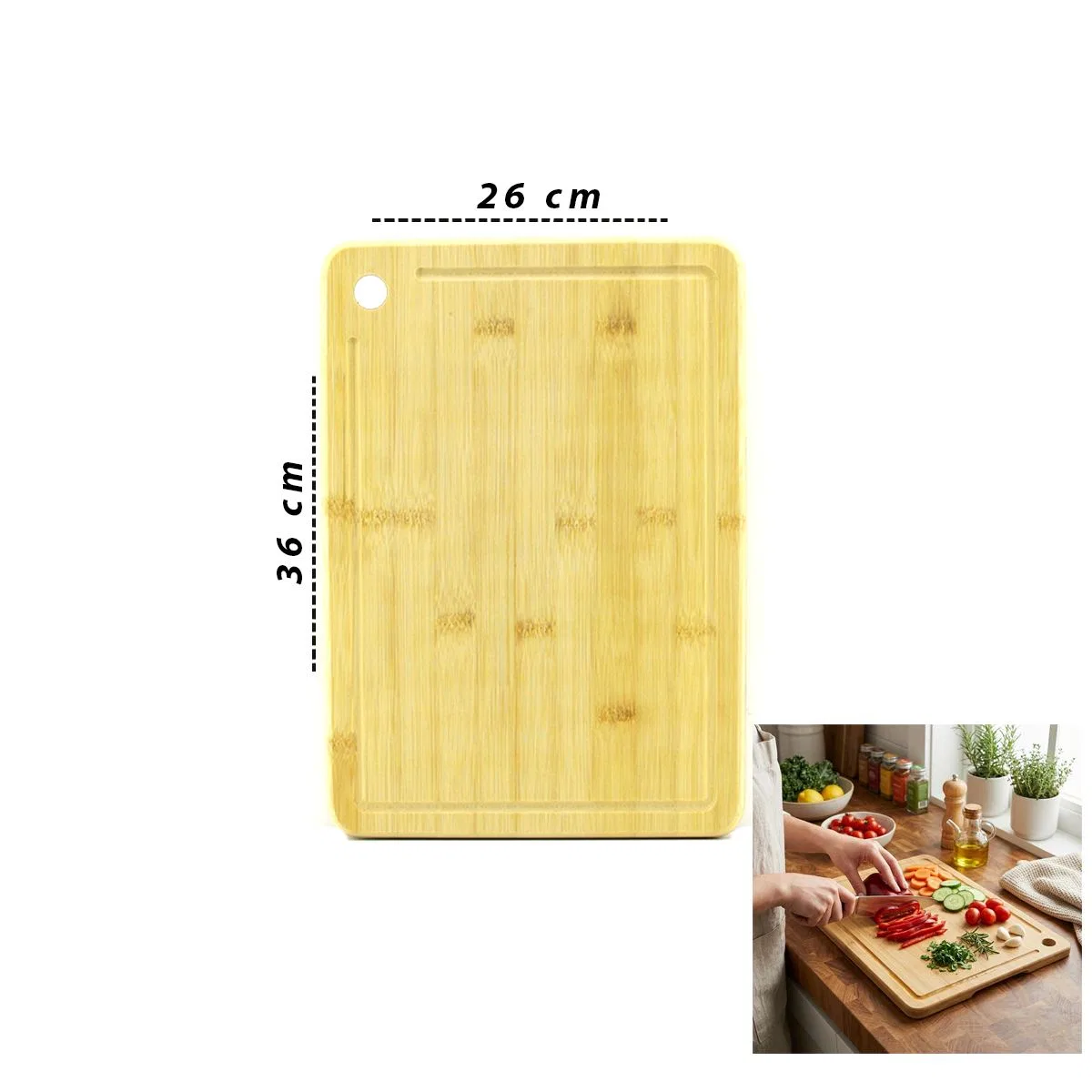 Bambu Kesme Tahtası 26x36x1. 8 cm
