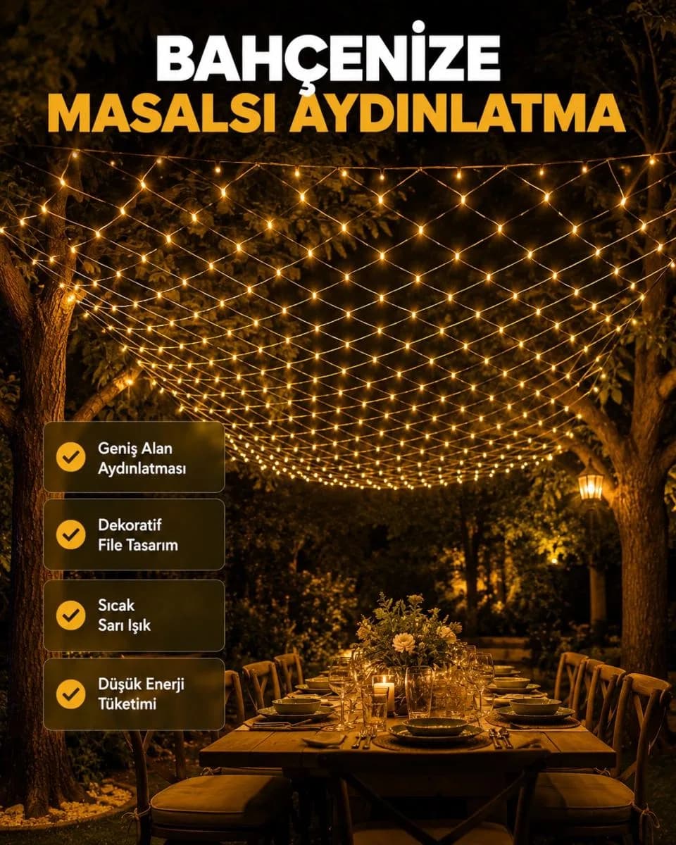 Led File Işık Dekoratif Ağ Led Aydınlatma İç Mekan Balkon Bahçe Süsü Yeni Nesil