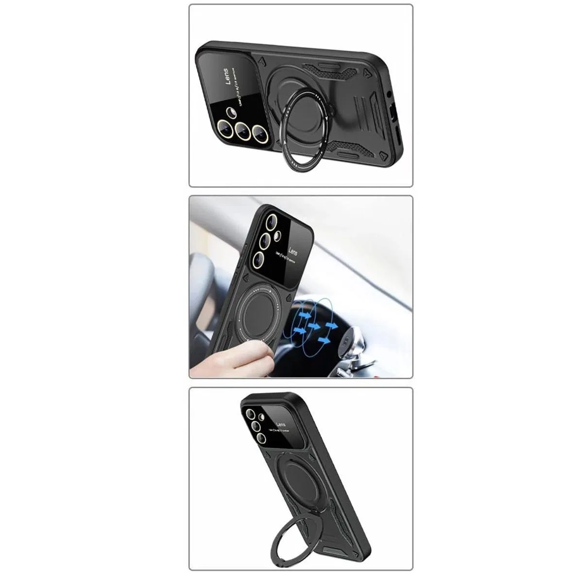 Samsung Galaxy S24 Fe Kılıf Joy Lens Standlı Kapak - Koyu Yeşil