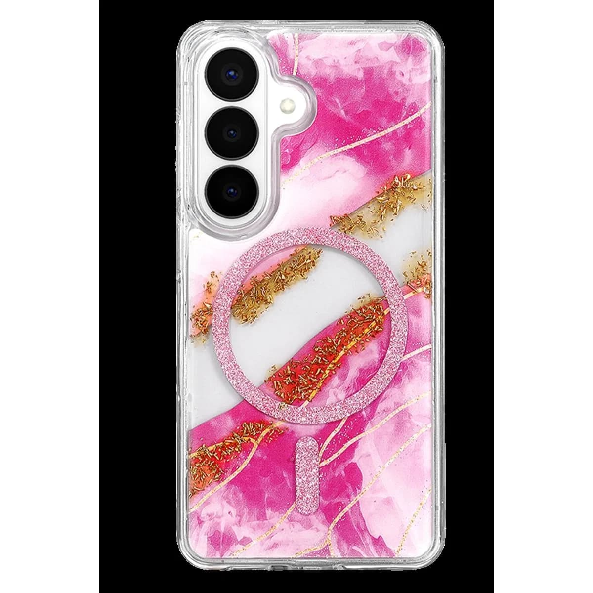 Onegif Samsung Galaxy S26 Lotus Simli Magsafe Kapak - Pembe