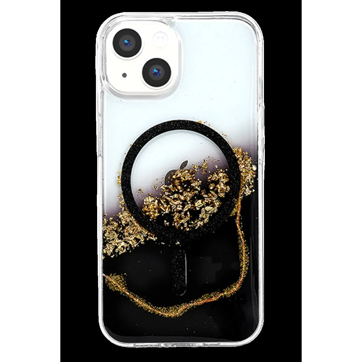 Onegif Apple İphone 15 Lotus Simli Magsafe Kapak - Siyah