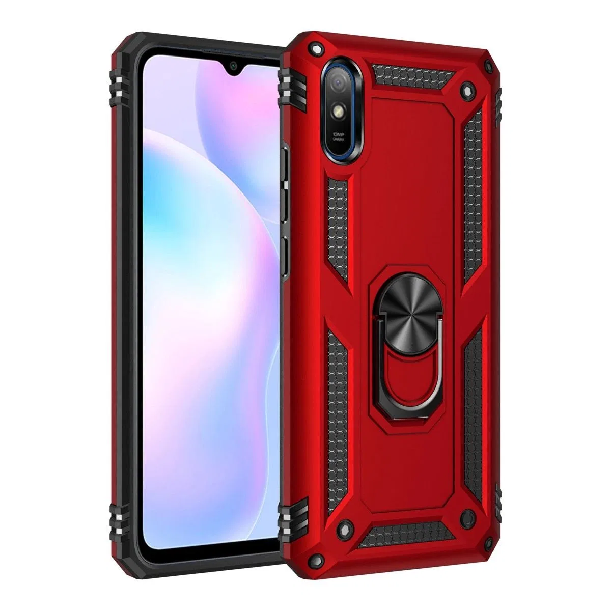 Xiaomi Redmi 9a Kılıf Sofya Yüzüklü Silikon Kapak - Kırmızı