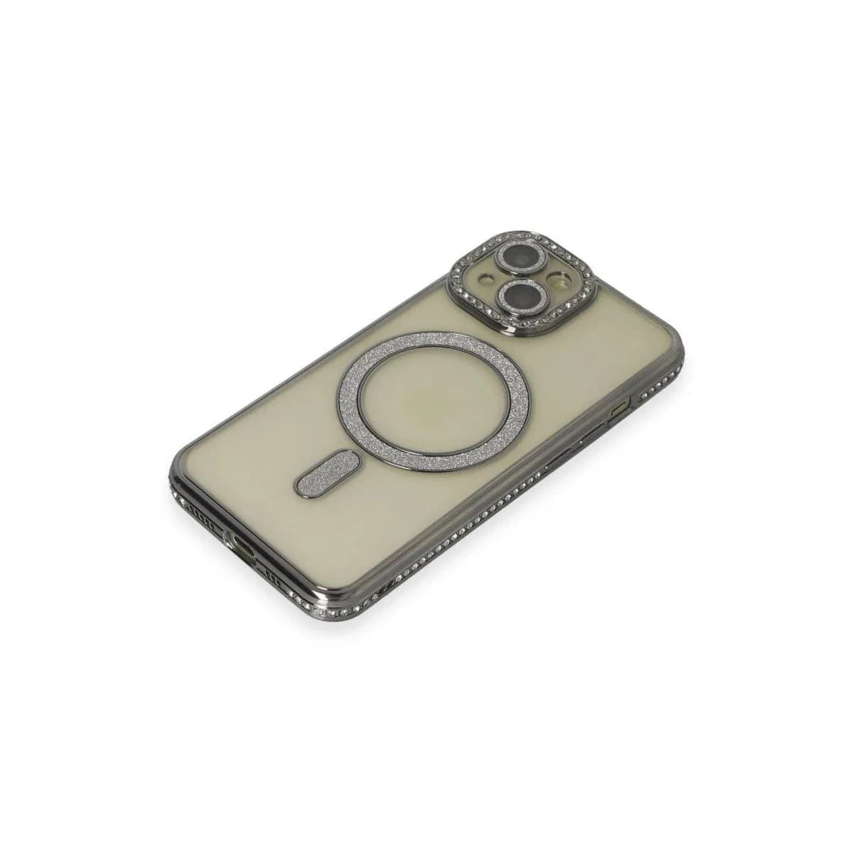 Apple İphone 15 Kılıf Joke Simli Magneticsafe Kılıf - Gri