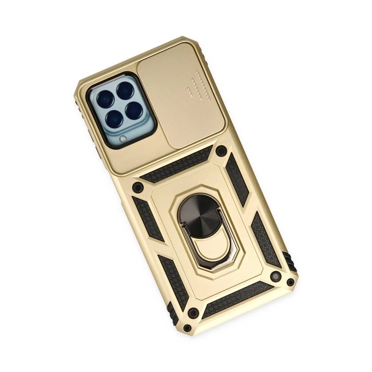 Samsung Galaxy M33 Kılıf Pars Lens Yüzüklü Silikon - Gold
