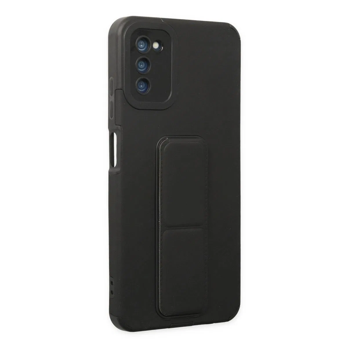 Samsung Galaxy A03s Kılıf Mega Standlı Silikon - Siyah