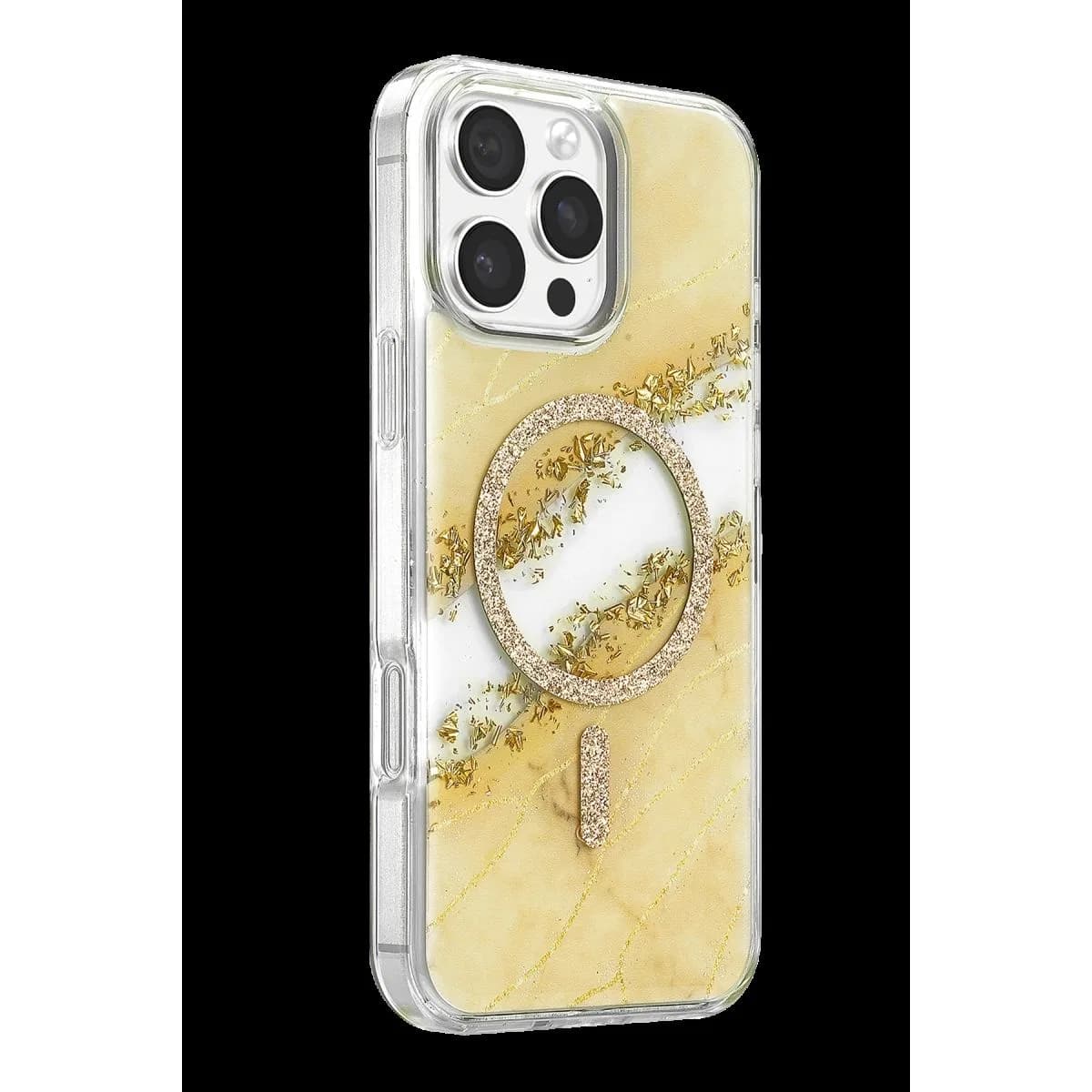 Onegif Apple İphone 16 Pro Max Lotus Simli Magsafe Kapak - Gümüş
